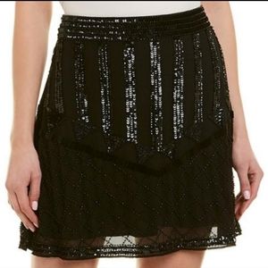 NWT Walter Baker Black Beaded Sequined Skirt